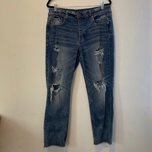 American Eagle Distressed Tomgirl Button Fly Women’s Jeans ~ SIZE 14R ~ …